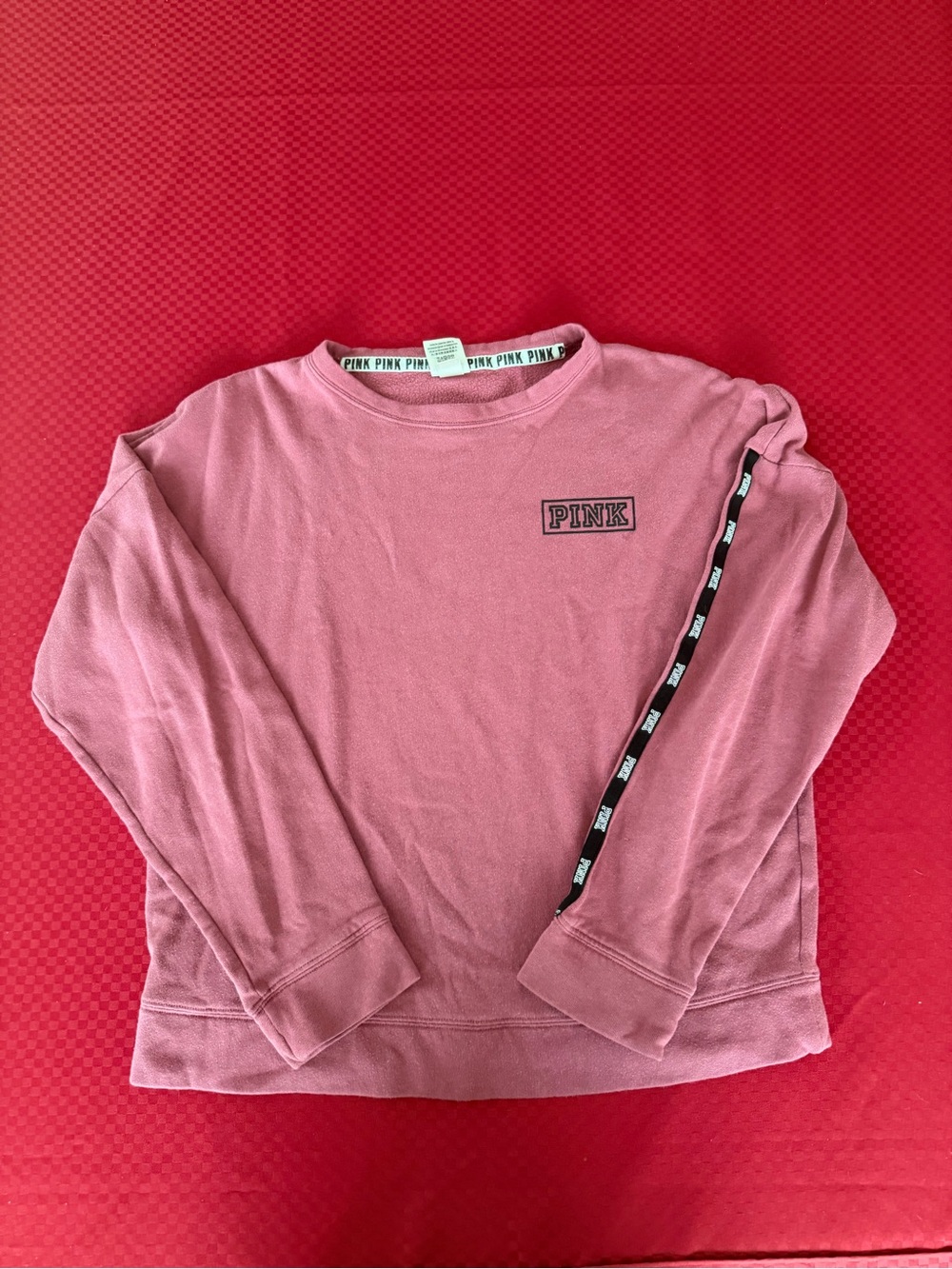 Victoria's Secret PINK Girls' Rose Crewneck Sweatshirt with Logo Tape